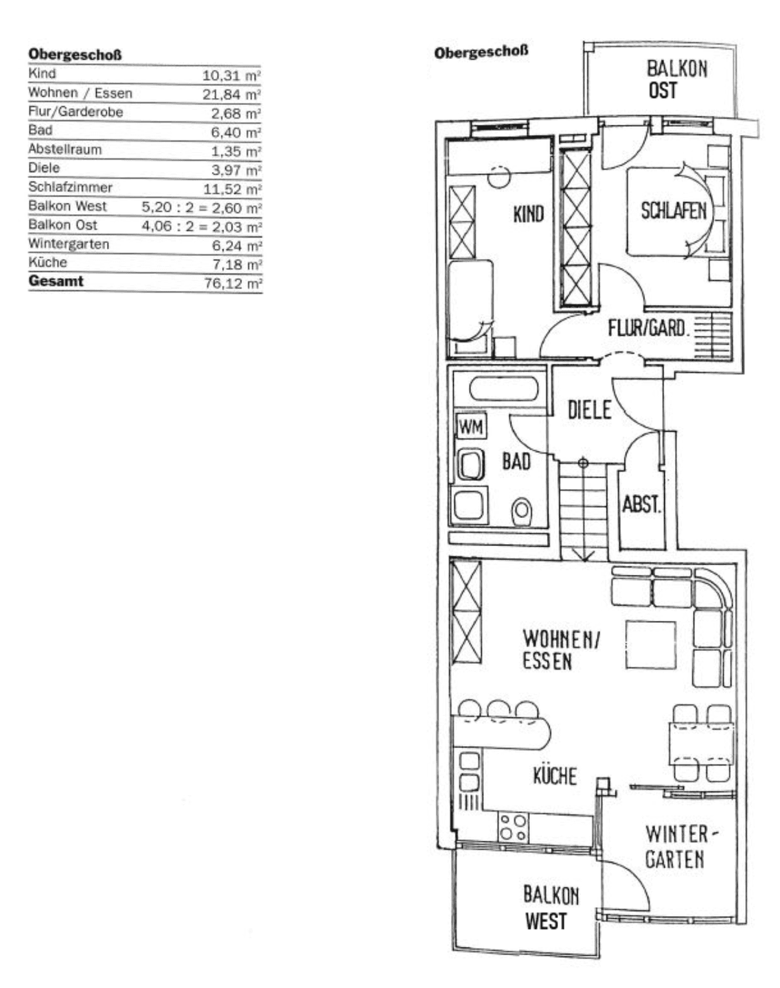 Grundriss Lichtdurchflutete 3-Zimmer-Eigentumswohnung mit 2 Balkonen in Freising